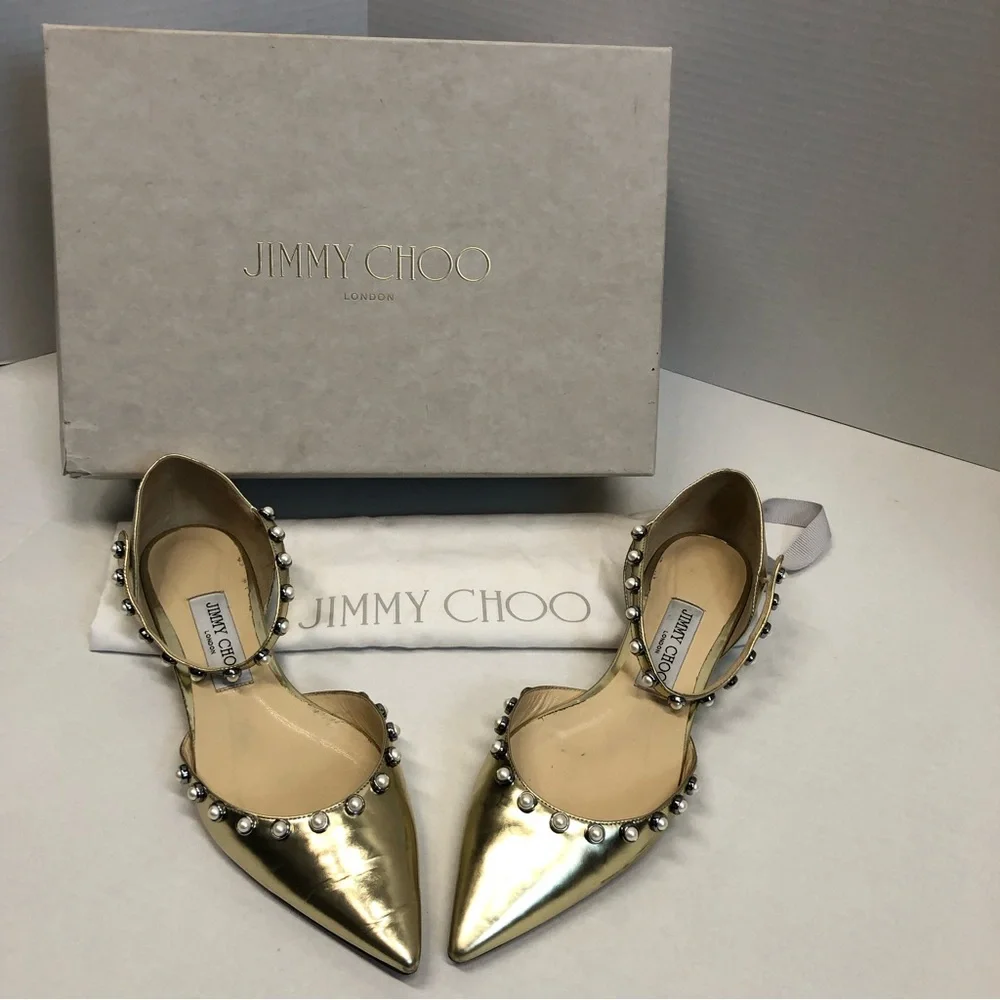 Jimmy Choo leema flat, gold, EUC - Picture 11 of 13